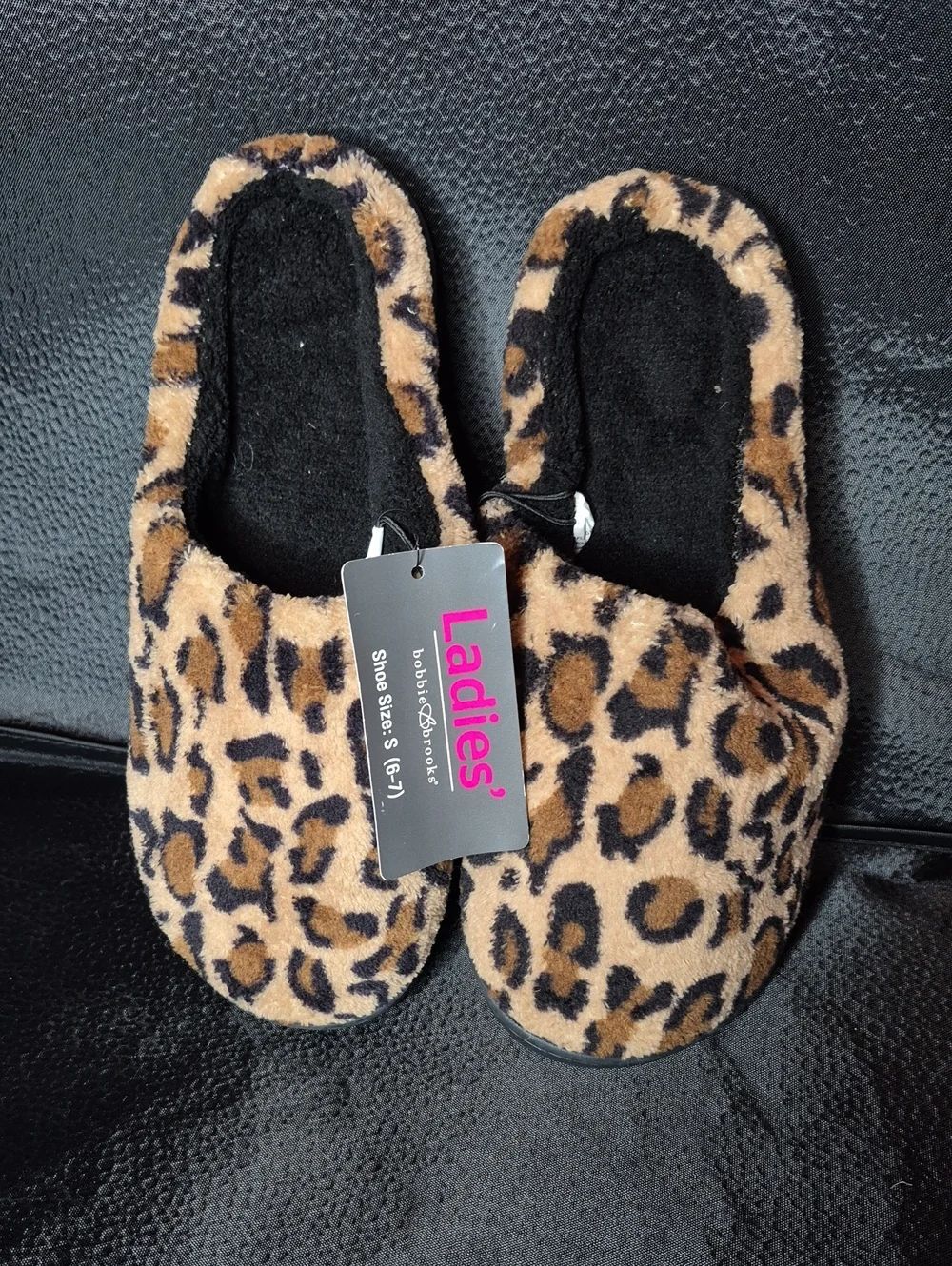 Bobbie Brooks Small 6-7 Leopard Print Mule Slipper - New